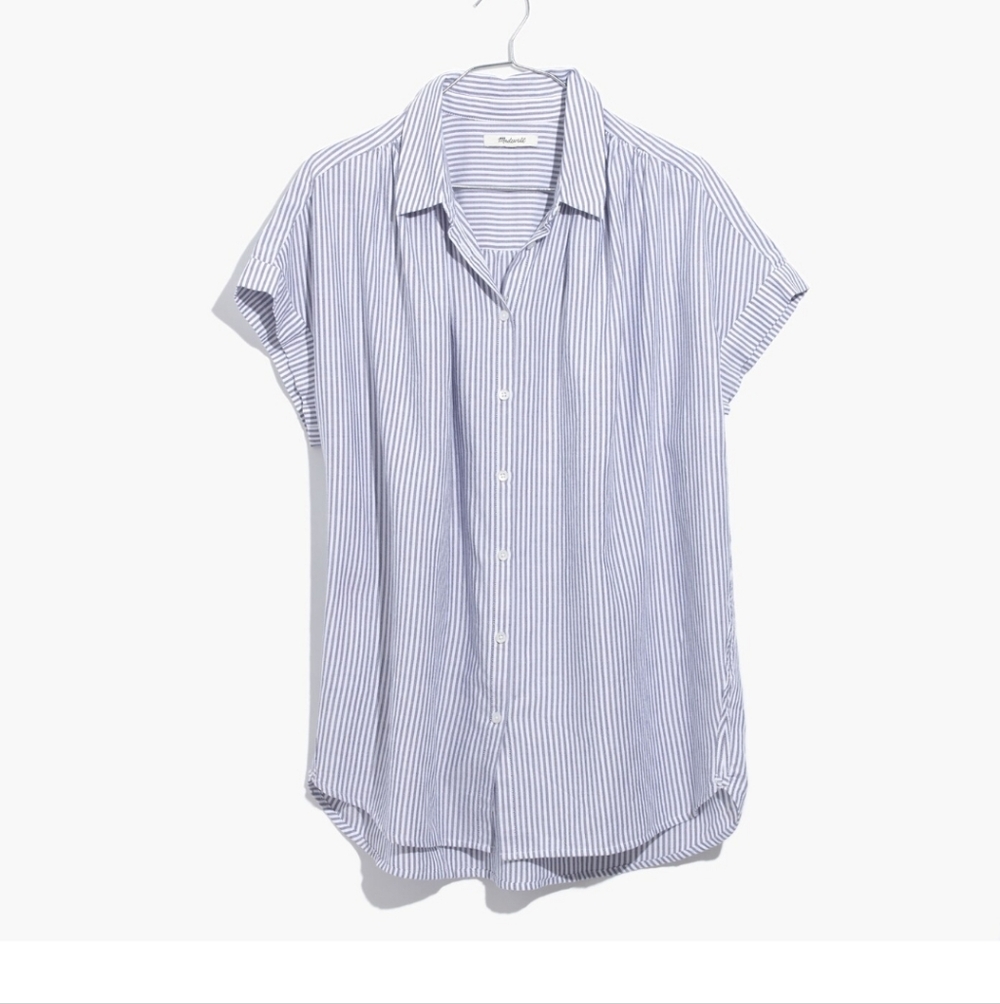 Madewell Central Shirt In Dalton Stripe Women's Button Up Size XS Boxy Oversized - Picture 2 of 6